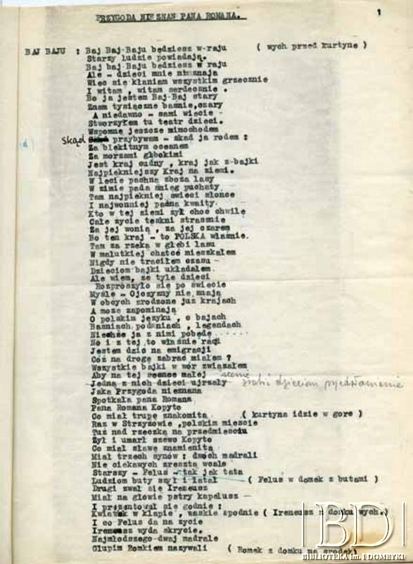 Dokument ze zbiorów Teatru Kukiełkowego Baj-Baju / Documento de la colección del Teatro de Títeres Baj-Baju