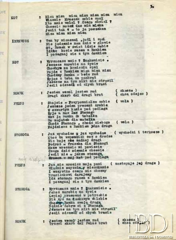 Dokument ze zbiorów Teatru Kukiełkowego Baj-Baju / Documento de la colección del Teatro de Títeres Baj-Baju