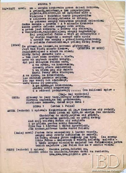 Dokument ze zbiorów Teatru Kukiełkowego Baj-Baju / Documento de la colección del Teatro de Títeres Baj-Baju