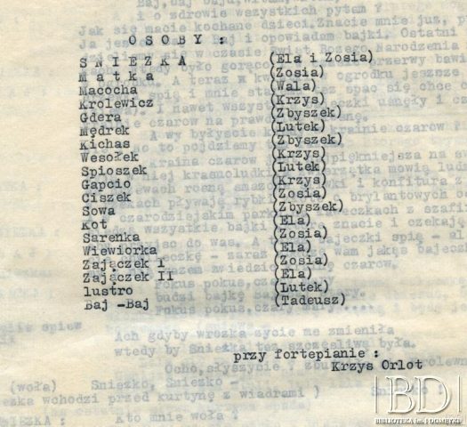 Dokument ze zbiorów Teatru Kukiełkowego Baj-Baju / Documento de la colección del Teatro de Títeres Baj-Baju