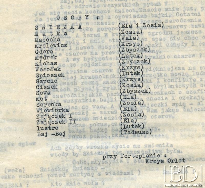 Dokument ze zbiorów Teatru Kukiełkowego Baj-Baju / Documento de la colección del Teatro de Títeres Baj-Baju
