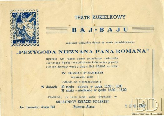 Dokument ze zbiorów Teatru Kukiełkowego Baj-Baju / Documento de la colección del Teatro de Títeres Baj-Baju