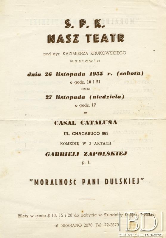 Dokument ze zbiorów Naszego Teatru / Documento de la colección de Nuestro Teatro