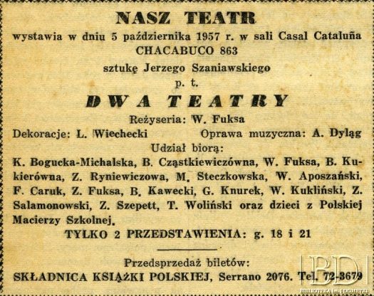 Dokument ze zbiorów Naszego Teatru / Documento de la colección de Nuestro Teatro