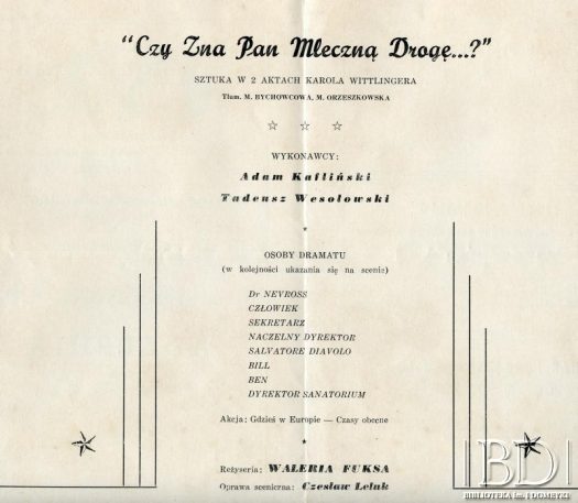 Dokument ze zbiorów Naszego Teatru / Documento de la colección de Nuestro Teatro