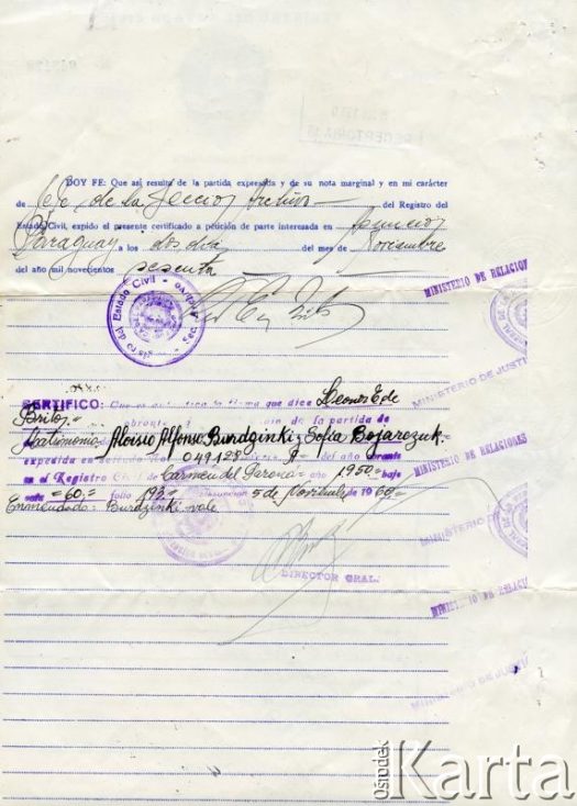 Dokument ze zbiorów Archiwum Ojców Franciszkanów w Polskiej Misji Katolickiej w Martin Coronado / Documento del Archivo de los Padres Franciscanos en la Misión Católica Polaca en Martin Coronado.